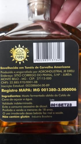 Cachaça Estação da Cana Carvalho Americano 750ml 40% Vol.