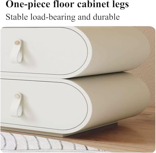 Minimalist White Nightstand with 2 Drawers - Arc Bedside Table, Small Accent Table with Storage for Bedroom and Living Room, Lightweight Design for Home Decor