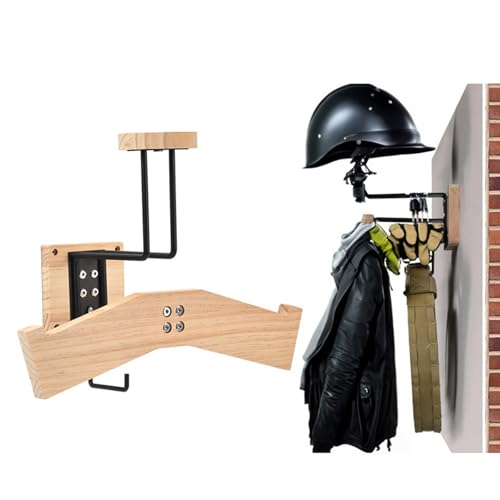 Support de vélo bois mural gain de place avec rangement pour casque