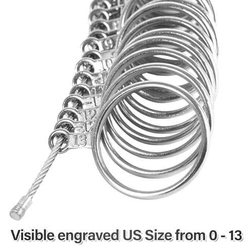 nulink ring sizer measuring tool stainless steel finger rings gauge 0-13 sizing measuring with half size 27 pcs