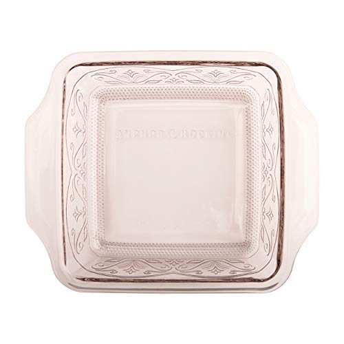 Anchor Hocking Square Baking Dish - Glass - 8 X 8 - Embossed - Rose #TOP17