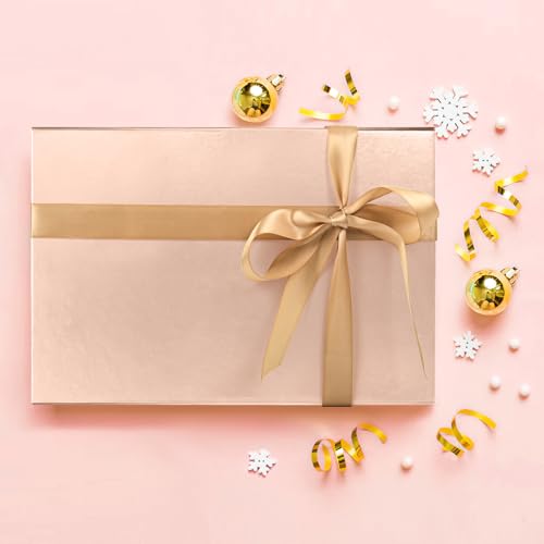 Image of LIFELUM Rose Gold Gift Box with Magnetic Lids for Presents, 14 inchx8.5 inchx4.5 inch