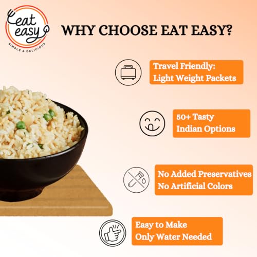 Image of Eat Easy Ready To Eat Veg Fried Rice- 95 gm (Pack of 2) | Instant Food, Indian Meal, Freeze Dehydrated, Travel Food, No Preservatives, No Added Artificial Colours & Flavours, Just Add Water and Cook