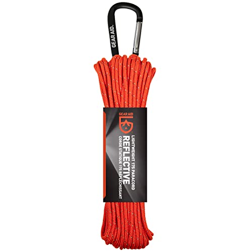 Gear Aid 175 Paracord, Lightweight Visible Guyline For Securing Tarps And Tents, Or Use As A Clotheslines For Camping, Hiking And Traveling, 100 Ft, Orange Reflective #TOP7
