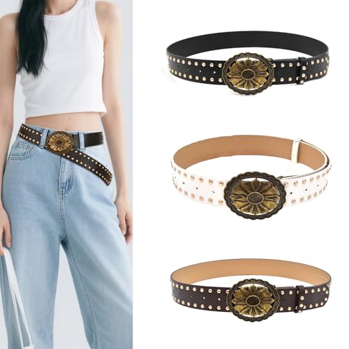Studded Punk Styles Women's Adjustable Belt For Jeans PU Leather Waist Strap Women's Casual Gothic Belt2