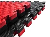 Farbe: rot/schwarz Eva-Schaumstoff Matte Judomatte Turnmatte Gymnastikmatte Bodenmatte Fitnessmatte Kampfsportmatte für UFC MMA Yoga Kickboxen Karate Fitness Aerobic Judo Gymnastik Kinderzimmer 100x100x4cm rot/schwarz