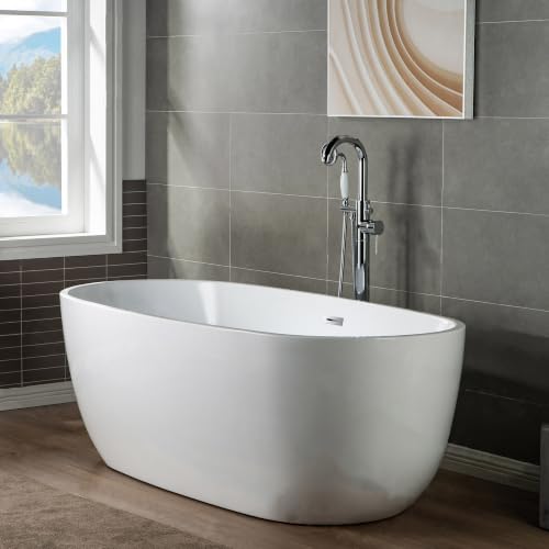 WOODBRIDGE F0002CHVT Fusion Single Handle Floor Mount Freestanding Tub Filler Faucet with Telephone Hand shower in Polished Chrome Finish by WOODBRIDGE - Used condition - Image 7