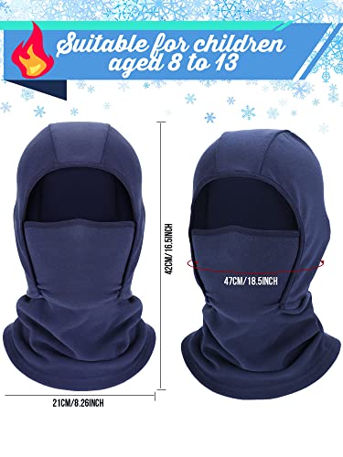 Honoson 1 Hole Kids Ski Mask Winter Balaclava Warm Kids Full Face Mask Cover Windproof for Boys Girls Outdoor Sports(Navy Blue)3