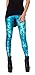 QZUnique Women's Blue Pterosaur Digital Print Ankle Length Elastic Leggings