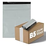 BEGRIS® Groß Versandtaschen Plastik, Kurier-Faltumschläge B5 190x250mm 100 Stück, Selbstklebend Versandtüten für Kleidung Logistikverpackungen, Weiße Faltumschläge