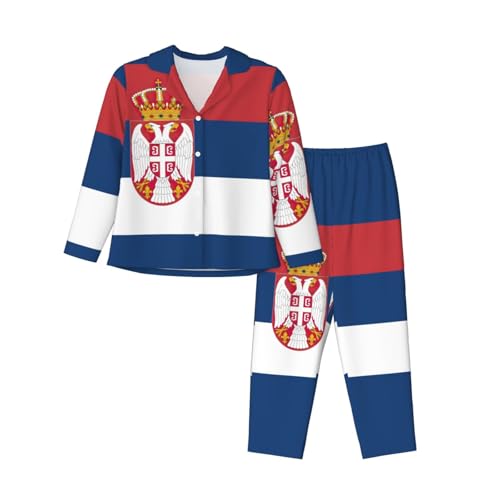 Pyjama Serbie femmes ensemble imprimé premium à coupe longue EdWal
