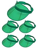 5 Pack Sun Visors Womens Uv Protection Poker Visor Sun Hats Cap Men Hat Reflective Sport Clear Transparent Golf Beach Party (Pure Green)
