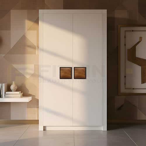 Image of 4 Inch Square Cabinet Handle Black Wood Finish Aluminium & Wood Pulls for Wardrobe, Kitchen Cabinets, Drawers, Cupboards & Furniture Doors - | Model-1339, Pack of 4 |-| 3 Years Warranty |