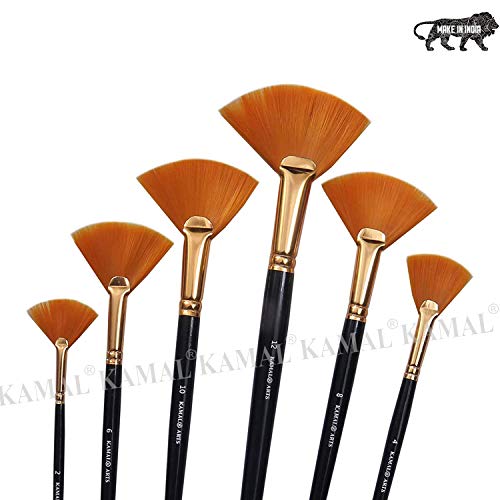 KAMAL® Artist Quality Synthetic (taklon) Hair Fan Paint Brush Set