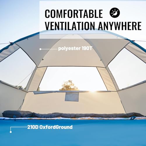 Image of EchoSmile Pop Up Tent for 4 Person Family, Beach Tent Sun Shelter with UPF 50+ UV Protection & Waterproof, Lightweight & Easy Automatic Setup Portable Cabana for Outdoor Travel (Light Blue)