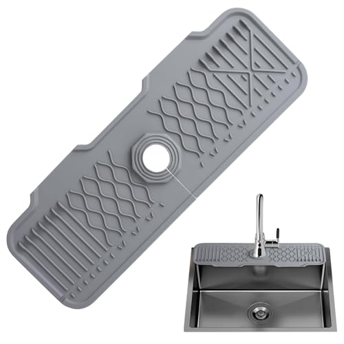 puzzlegame Paraspruzzi per Rubinetto in Silicone, Raccoglitore di Gocce d'Acqua per lavello, Tappetino drenante per lavello tagliabile con Protezione antispruzzo per Piano di Lavoro, lavandini, Bagno