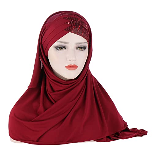 Glitter Muslim Turban Hijab Cap Long Hejab One Piece Islamic Head Scarves Shawl Wrap for Women Girls2