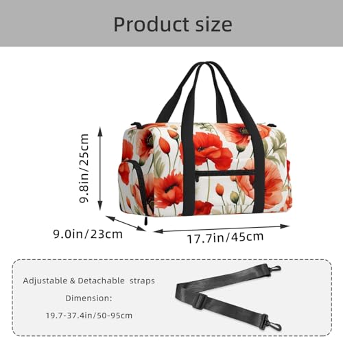 Bolsa de gimnasio resistente al agua con estampado floral de amapola 3