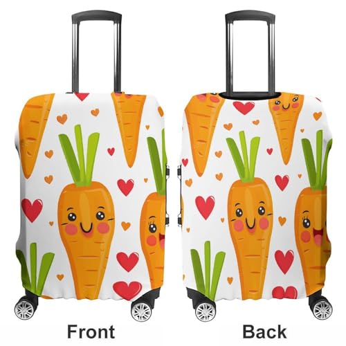 Carrot in Cartoon Style Luggage Cover, Washable Elastic Suitcase Cover Protector Fit 18-32 Inch Luggage3