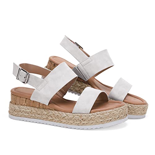 Laicigo Women’s Platform Strappy Sandals Low Wedge Heeled Ankle Strap Summer Espadrilles #TOP4