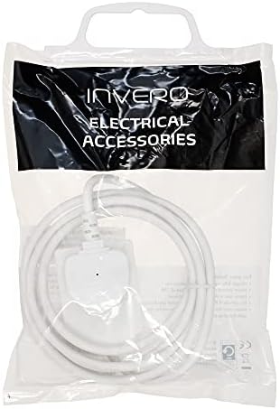 Invero® 1 Way Gang Power Mains Extension Lead Cable 2M Metre British Approved 13A Amps
