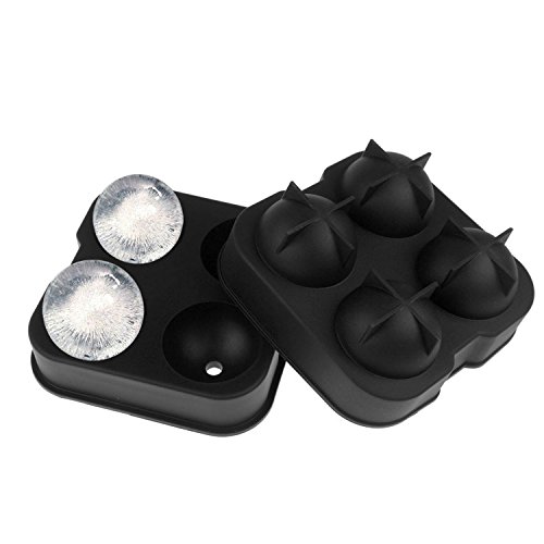 Silicone Ice Ball Maker Molds Set of 4 Ice Cube Bar Tray Round Ice Spheres 4 X 4.5cm Ball Capacity