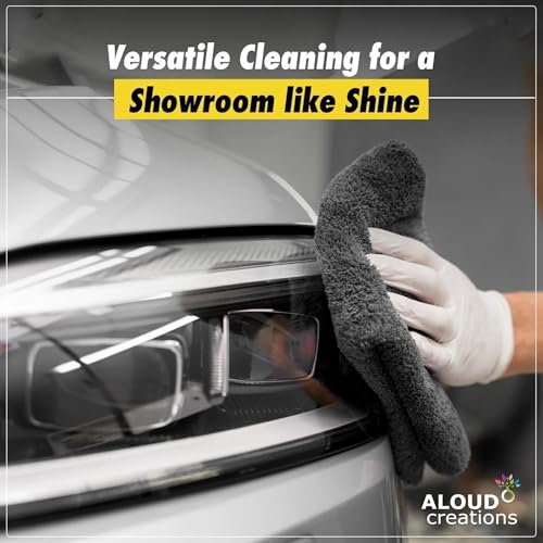 Image of ALOUD CREATIONS 1Pc Microfiber Cloth for Car Cleaning | 1200 GSM | Twisted Loop Super Absorbent Edgeless Design with Plush Pile | Double Sided Thick Lint Free Cloth for Drying & Detailing | 40x60cm