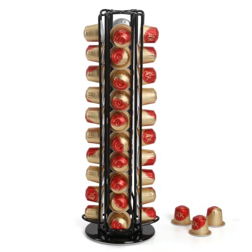 SYSYLY Portacapsule metallico verticale per 40 capsule, nero.