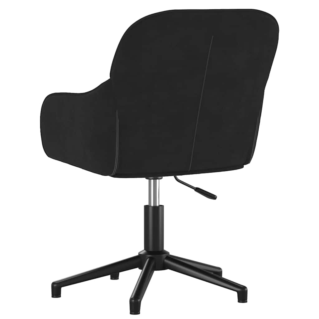 Chaise de bureau pivotante en velours noir avec accoudoirs et soutien dorsal ergonomique, réglable en hauteur, rotation à 360 degrés, charge jusqu'à 110 kg, idéale pour le bureau à domicile