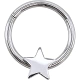 [ROQUE] ボディピアス ムーン＆スター ワンタッチ セグメントクリッカー(1個売り) 14G/シルバー 8mm/スター