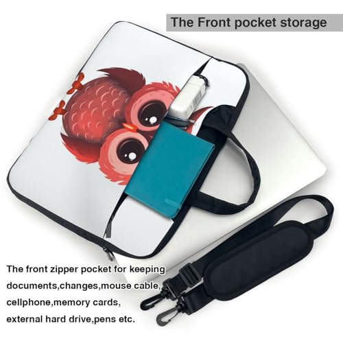 Cute Red Owl Bolsa para Laptop Unisex Negra miniatura 5