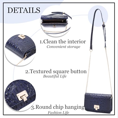 Image of Makcr Joacbv Small Crocodile Crossbody Cell Phone Purse for women Vegan Leather Clutch Wallet with Leather Shoulder Strap | Small