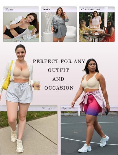 Image of OEAK Womens Wireless Jelly Bras Plus Size Support Push Up Comfortable Bra | no underwire,full coverage,for large breast,minimizer bra,seamless,tshirt bras,everyday bra