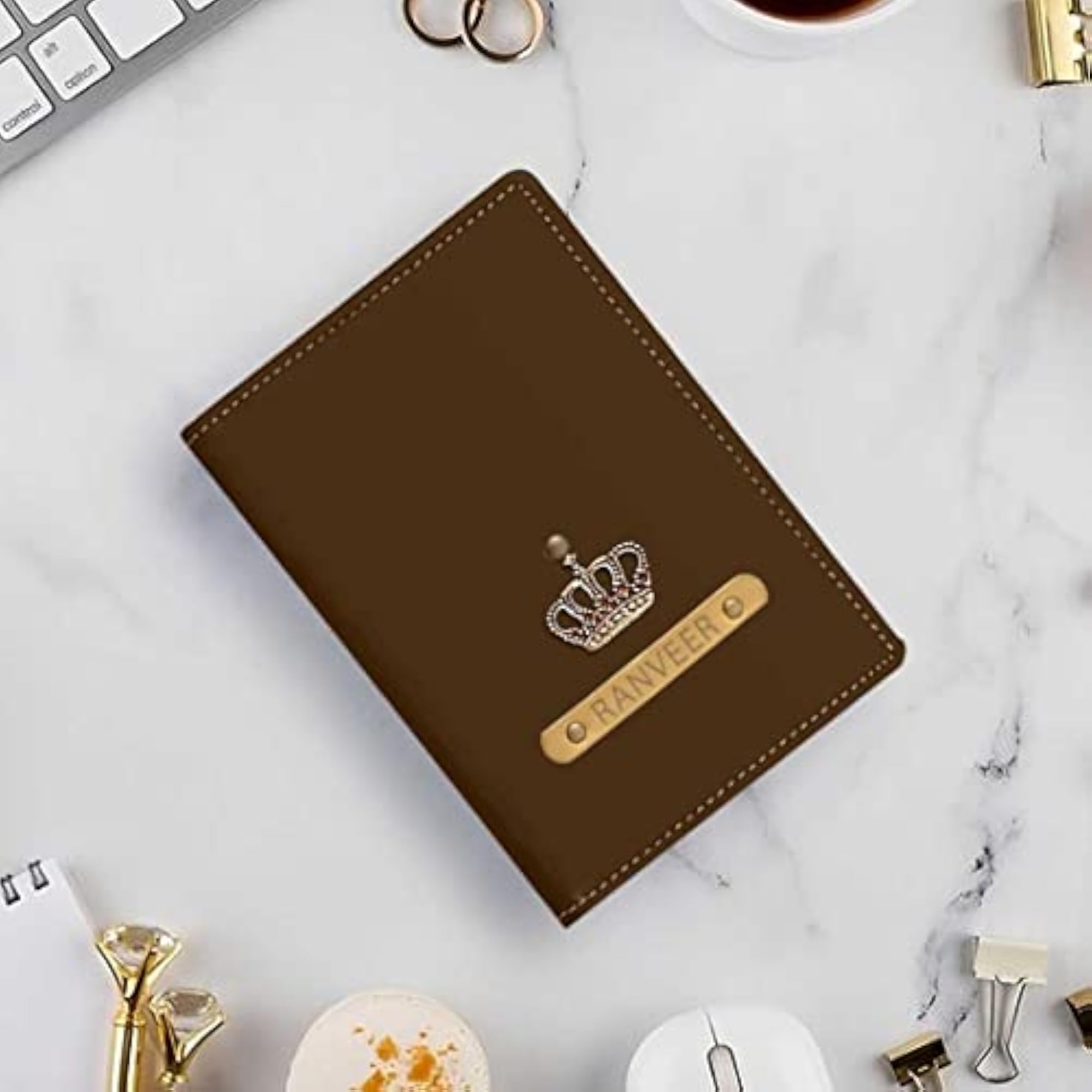 Personalized Travel Wallet with Charm Passport Cover Vegan Leather, King