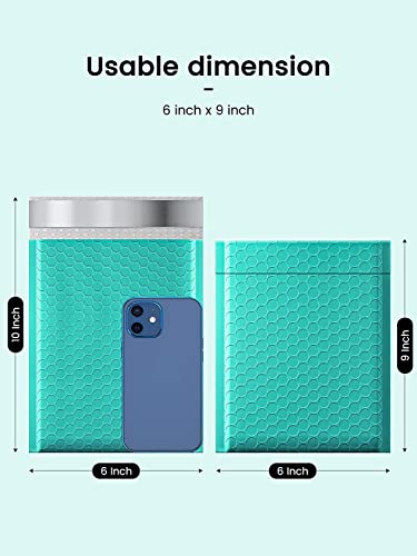 Gssusa 100 Pack Padded Poly Mailers 6X10 Inches Bubble Mailer Envelopes Small Packaging Mailing Envelope Bags Shipping Bag Bulk Pack Self Seal Package Mail Packing Business Supplies, Teal #TOP1