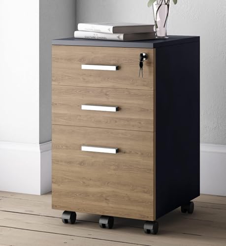 Modern Design Lazio File Cabinet, Filing Cabinets for Home Office, Drawers for Under Desk, Locking 3...