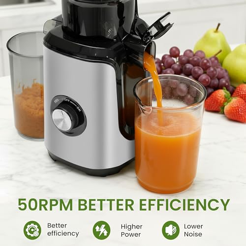 Simple Deluxe Cold Press Juicer, Slow Masticating Juicer Machines with Wide Feed Chute, Fits Whole Fruits and Vegetables, High Juice Yield, BPA Free, Easy to Clean, Silver by Simple Deluxe - Used condition - Image 2