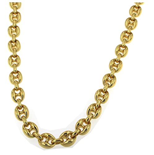 Tendenzalia Collier lourd grain de café plaqué or 10 mm, Or