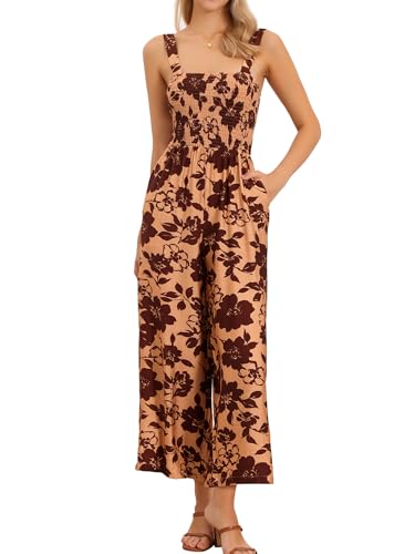 Combinaison florale femme jambe large et sans manches Allegra K