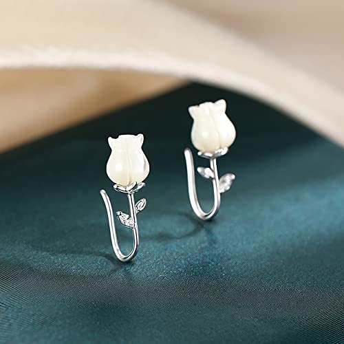 Reffeer Solid 925 Sterling Silver Flower Crawler Cuff Earrings Wraps for Women Teens Flower Wrap Earrings Climber4