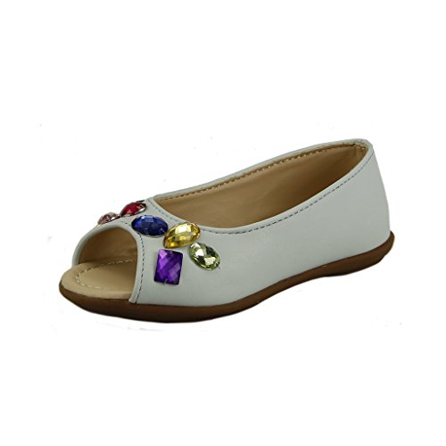 The Doll Maker Peep Toe Rhinestone Flat