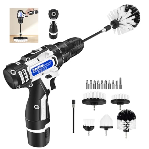 Akku-Bohrschrauber 12V, 3/8" Chuck Handschrauber-Bohrer-Set mit 1.5Ah Batterie und 5 Bürsten, 2-Gang Wiederaufladbare Bohrer Akku zum Bohren von Holz Metall Kunststoff
