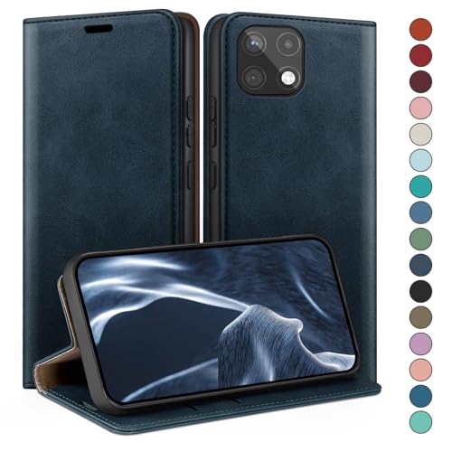 Coque Samsung A22 5G Etui Portefeuille Anti-Piratage Bleu