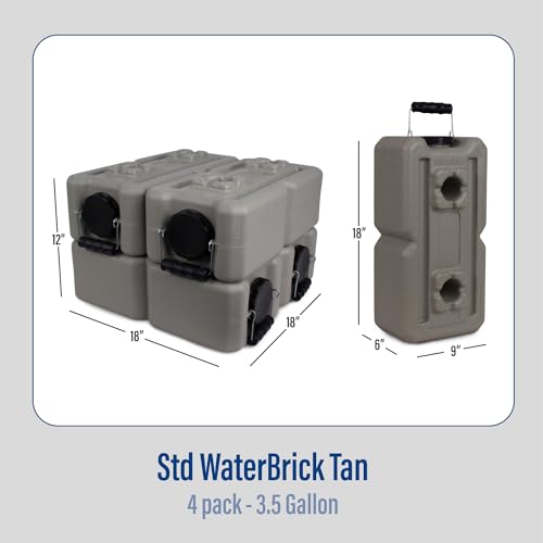International WaterBrick Water Storage Containers for Emergency Water Storage | 4-Pack of Stackable 3.5 Gallon Water Container Bricks | Food-Grade HDPE Plastic | BPA-Free | STD Tan - Image 3