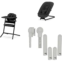 Cybex Official Lemo 3-in-1 Stunning Black Snack Tray Harness Set + Gold Bouncer Stanning Black + Additive Set, Suede Gray