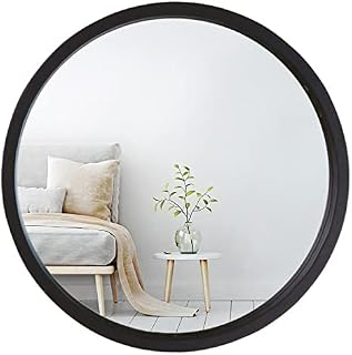 Mirrorize 76cm Round Black Bathroom Mirror, Circle Framed Vanity Mirror, Wall Mirror for Living Room Hallway Bedroom, Large Make Up Mirror,IMP8439