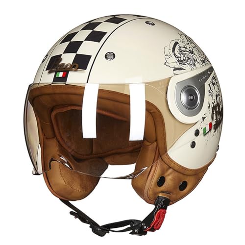 Casque ouvert 3/4 avec visiere amovible couleur bright beige élégante