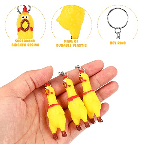 Gatuida Chicken Keychain, 3 Pack Screaming Chicken Keychain, Mini Rubber Squeeze Screaming Chicken Toy Pendant Keychain #TOP3