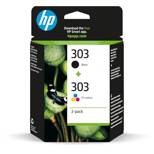 HP 303 3YM92AE, Negro y Tricolor, Cartuchos de Tinta Originales, Pack de 2, compatible con impresoras de inyección de tinta HP Tango y Tango X; Envy 6220,6230,7130,7830