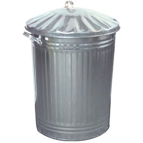 Small Medium Large 15L 60L 90L Litre Metal Galvanised Home Garden Bin Leaves Paper Wood Rubbish Dustbin Made in U. K. (Medium 60L Silver Bin) Cover